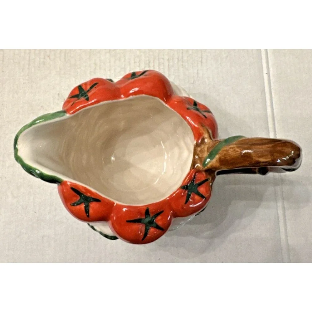 FITZ & FLOYD Tomatoes On The Vine SUGAR BOWL and CREAMER SET Vintage 1992 MINT